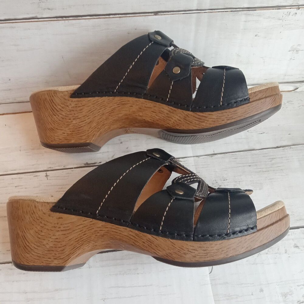Dansko Serena Size 39 Black Leather Flower Sandal - Picture 4 of 10